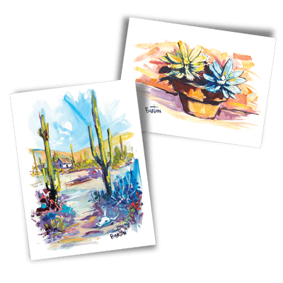 Watercolor and oil paintings by Steve Barton via Needles + Leaves blog.